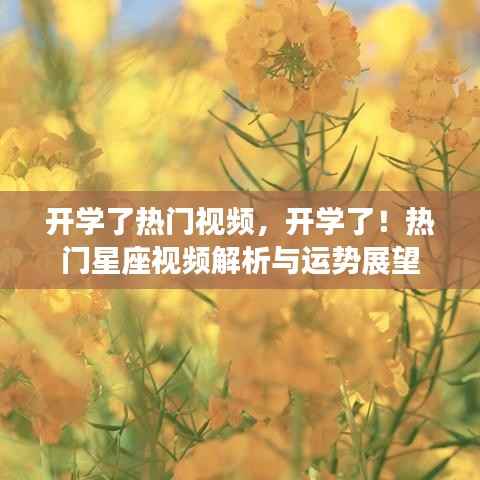开学季热门视频解析与星座运势展望